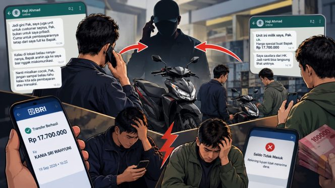 
					Begini Modus Penipuan Segitiga Motor yang Bikin Pembeli dan Penjual Sama-sama Jadi Korban
